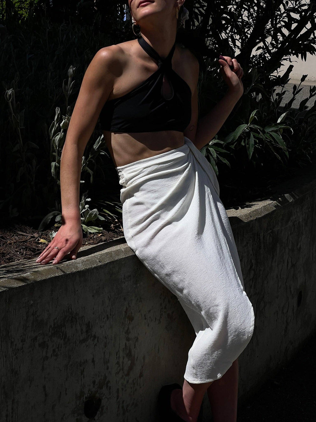 Bobbie Waffled Cotton Wrap Skirt | Natural