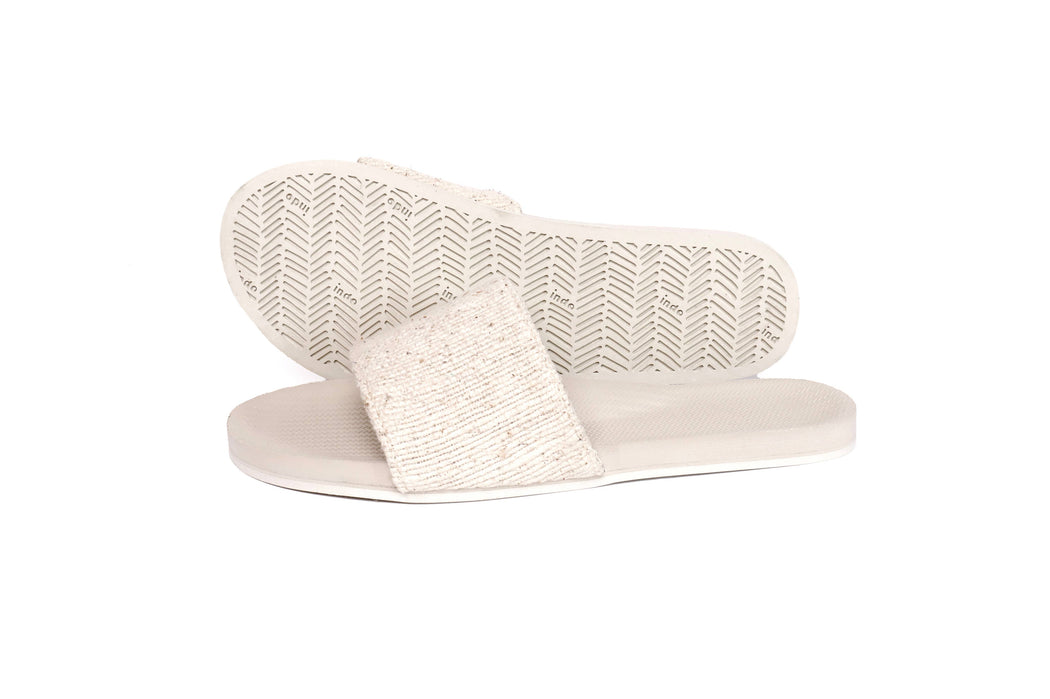 Recycled Pable Straps Slide | Natural/Sea Salt