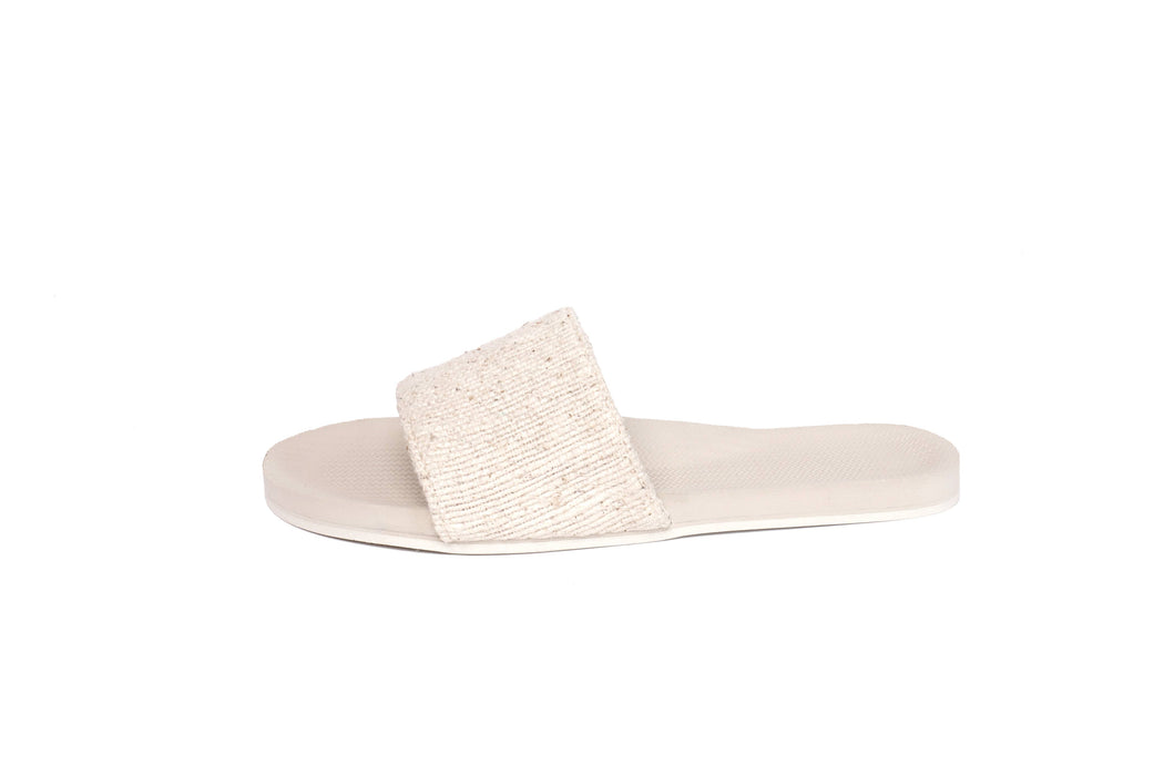Recycled Pable Straps Slide | Natural/Sea Salt