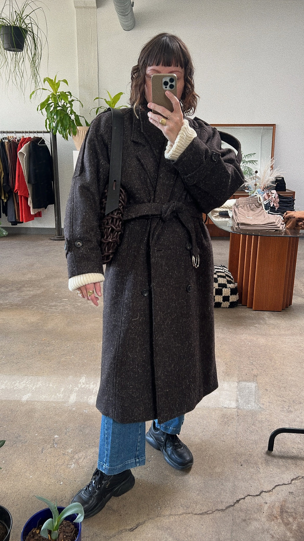 Double Collar Overcoat | Chocolate Wooly Melton