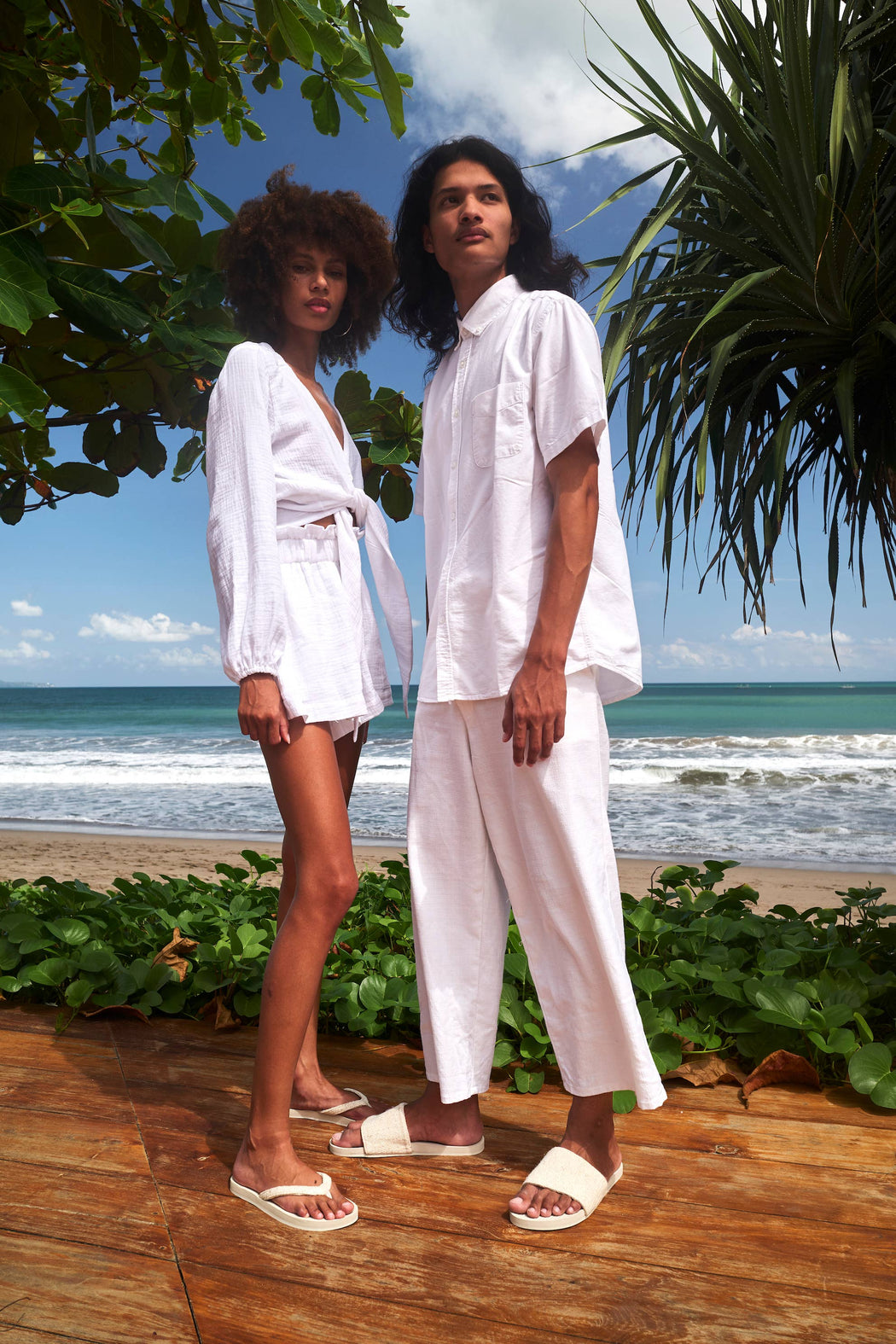 Recycled Pable Straps Slide | Natural/Sea Salt