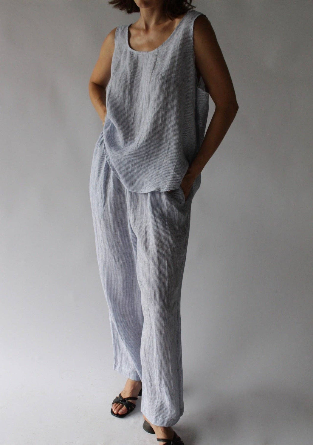 Marni Linen Tank | Indigo Stripe
