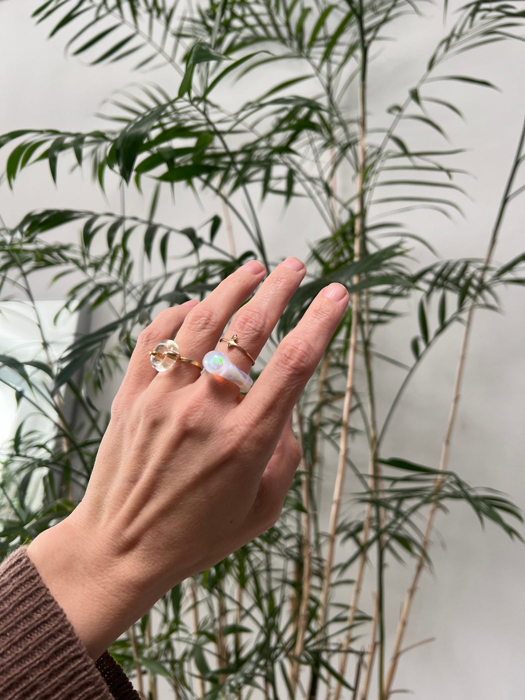 Opal & Glass Ring | Clear & White