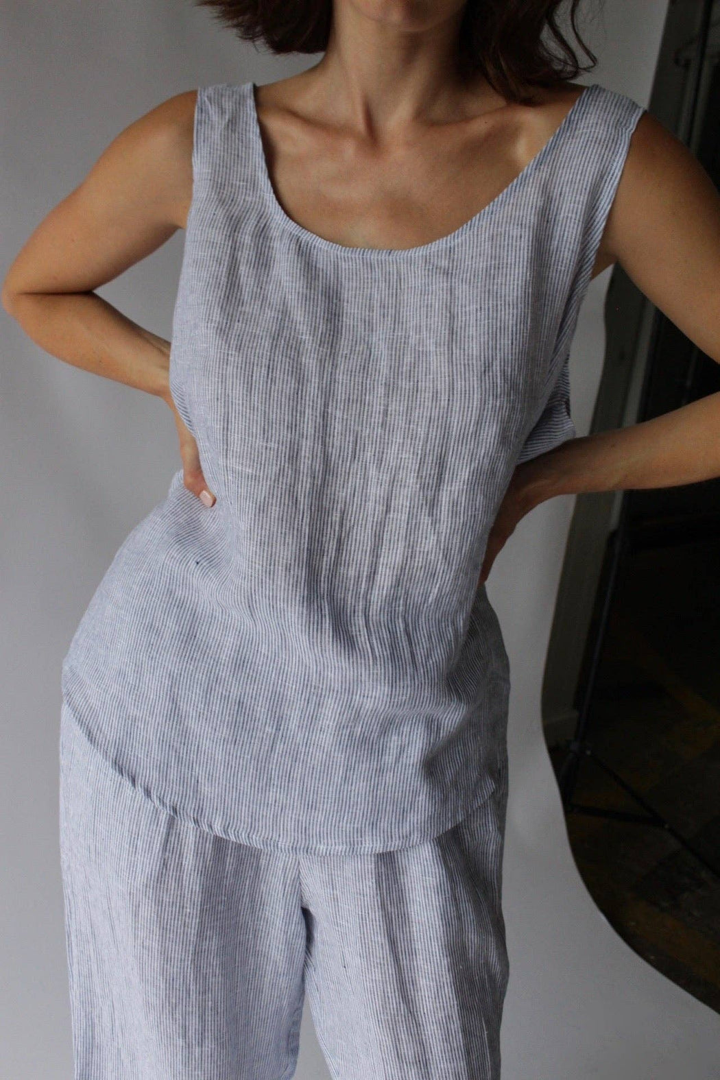 Marni Linen Tank | Indigo Stripe