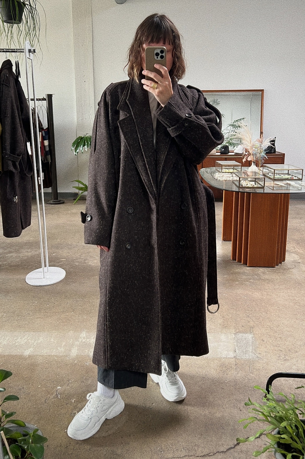 Double Collar Overcoat | Chocolate Wooly Melton