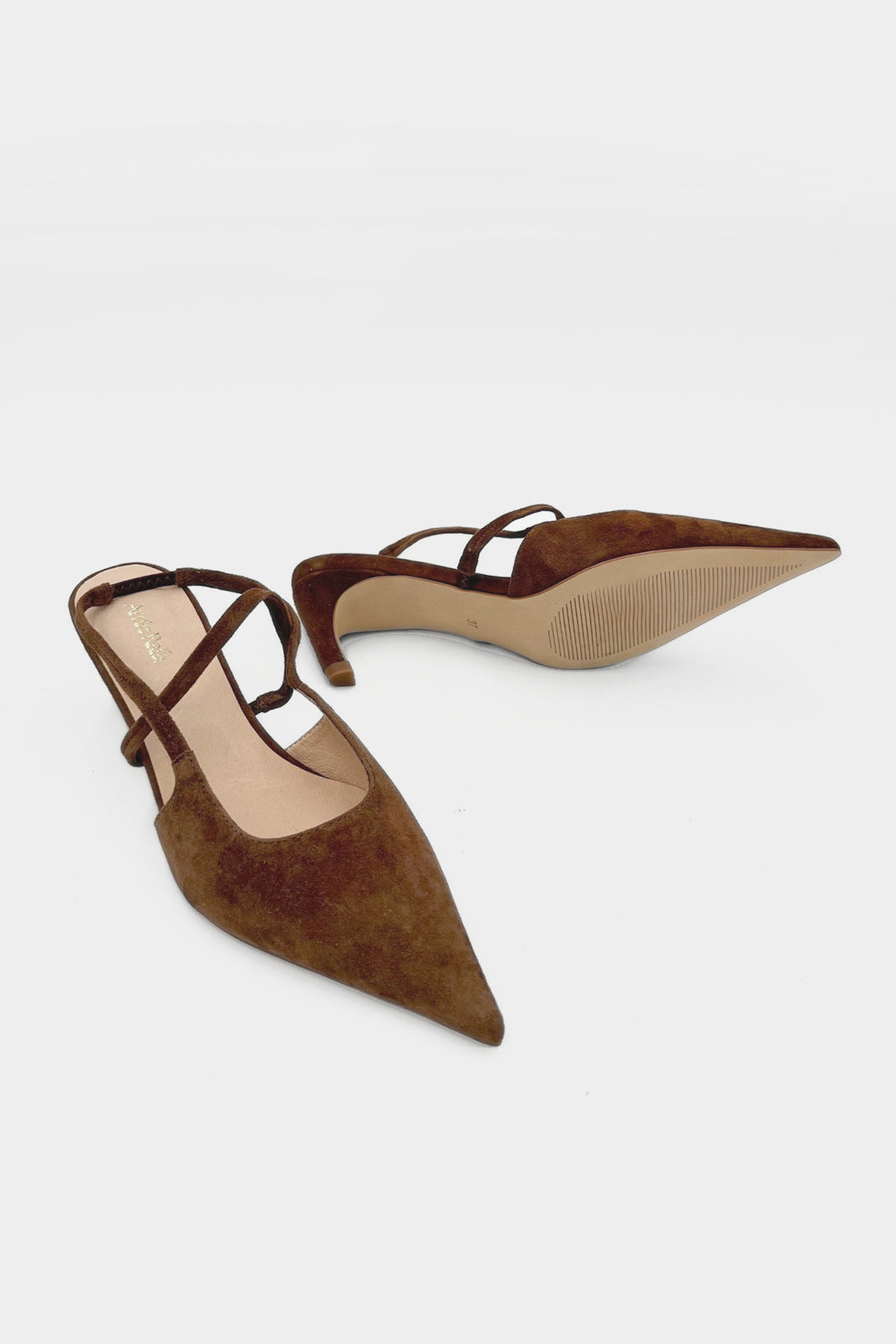 Connie Suede Sling Back Heels | Brown Suede