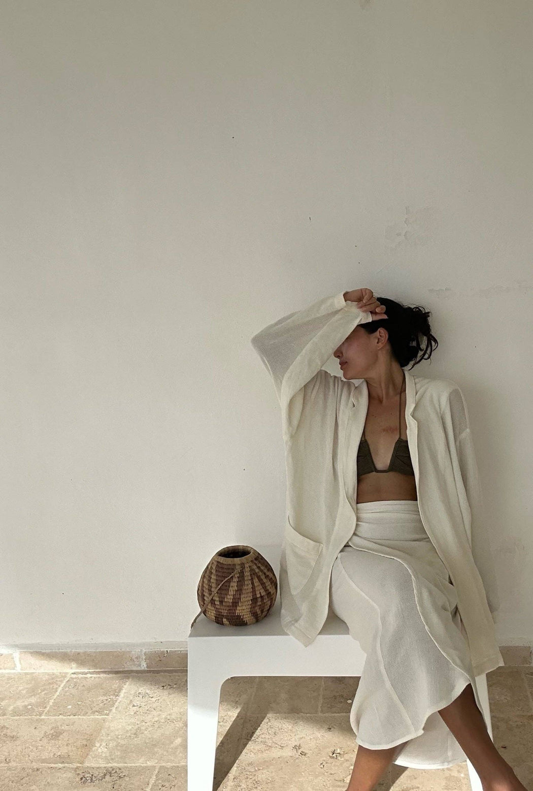 Bobbie Waffled Cotton Wrap Skirt | Natural