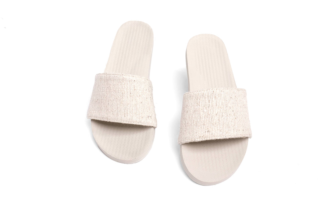 Recycled Pable Straps Slide | Natural/Sea Salt