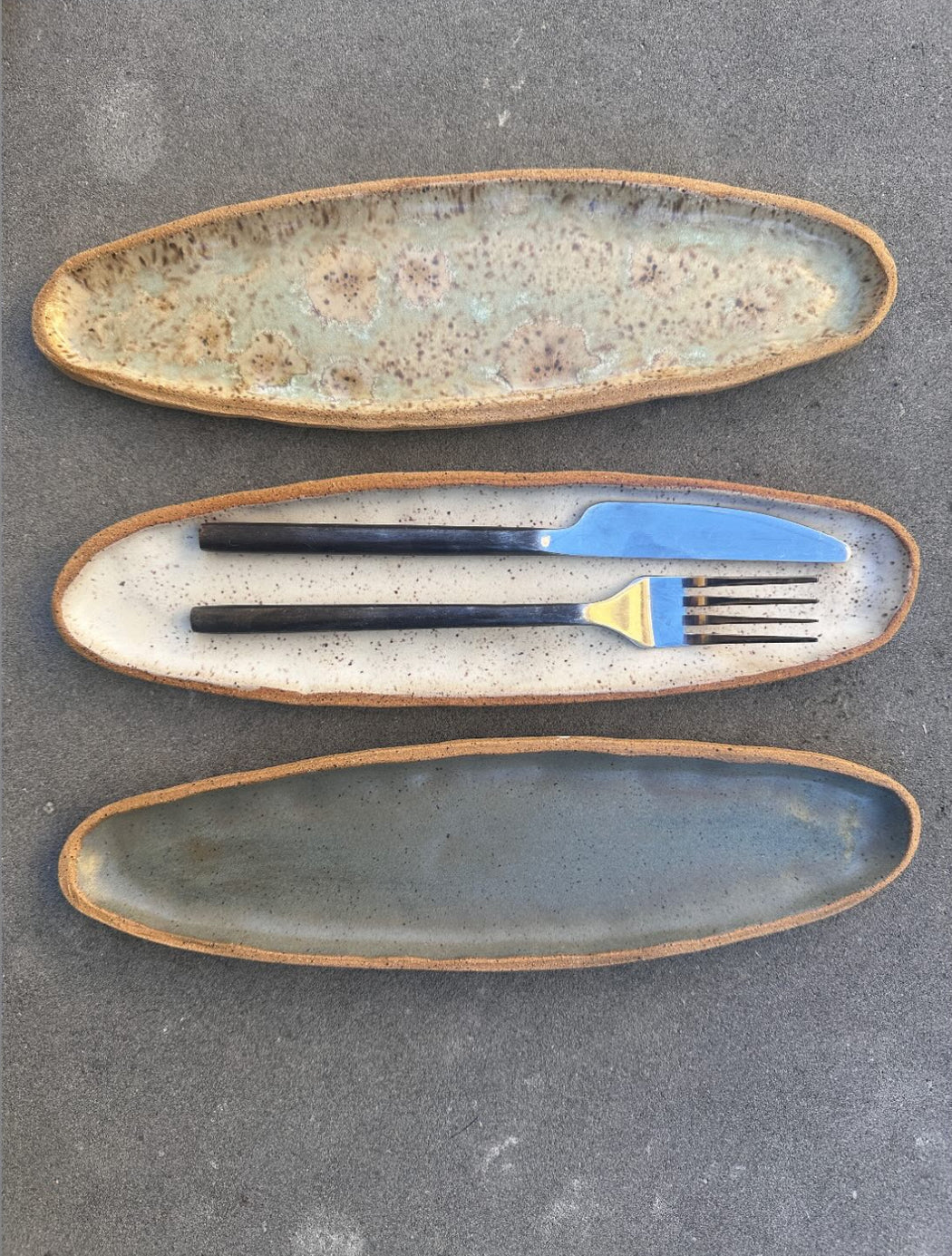 Skinny Oval Ceramic Tray | Black