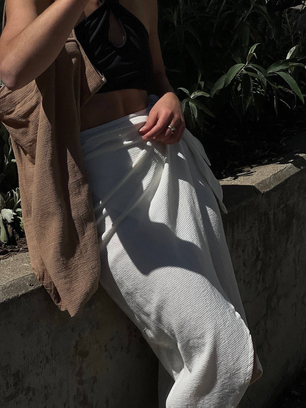 Bobbie Waffled Cotton Wrap Skirt | Natural