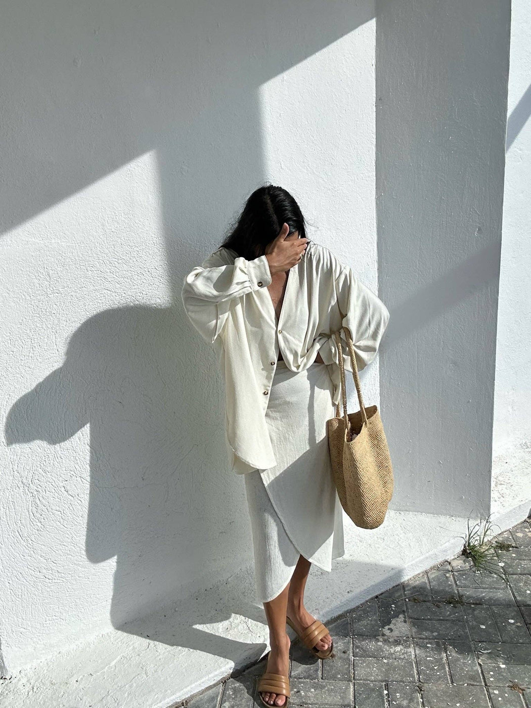Bobbie Waffled Cotton Wrap Skirt | Natural