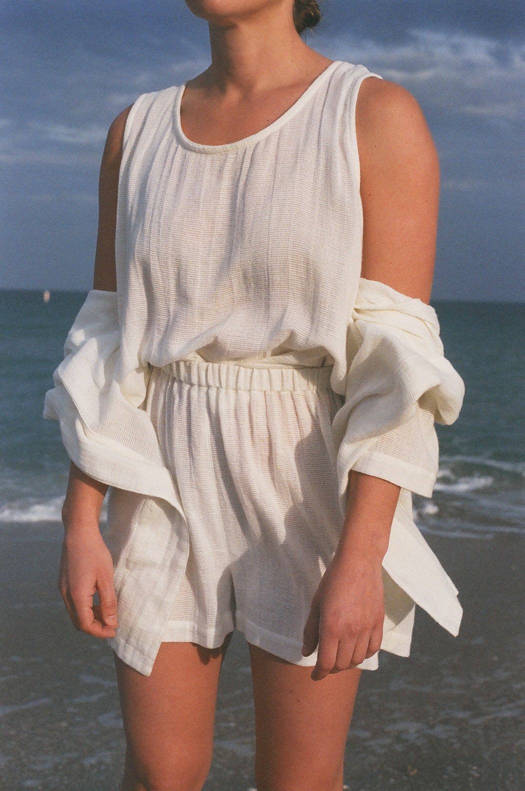 Marni Waffled Cotton Tank | Natural