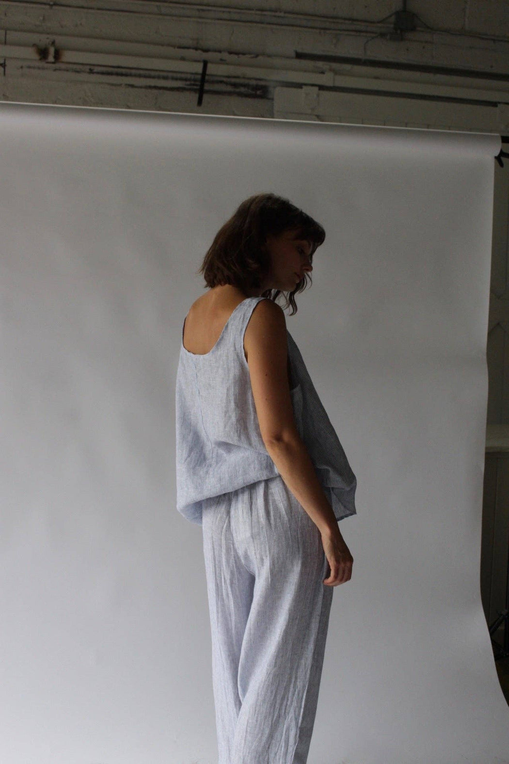 Marni Linen Tank | Indigo Stripe