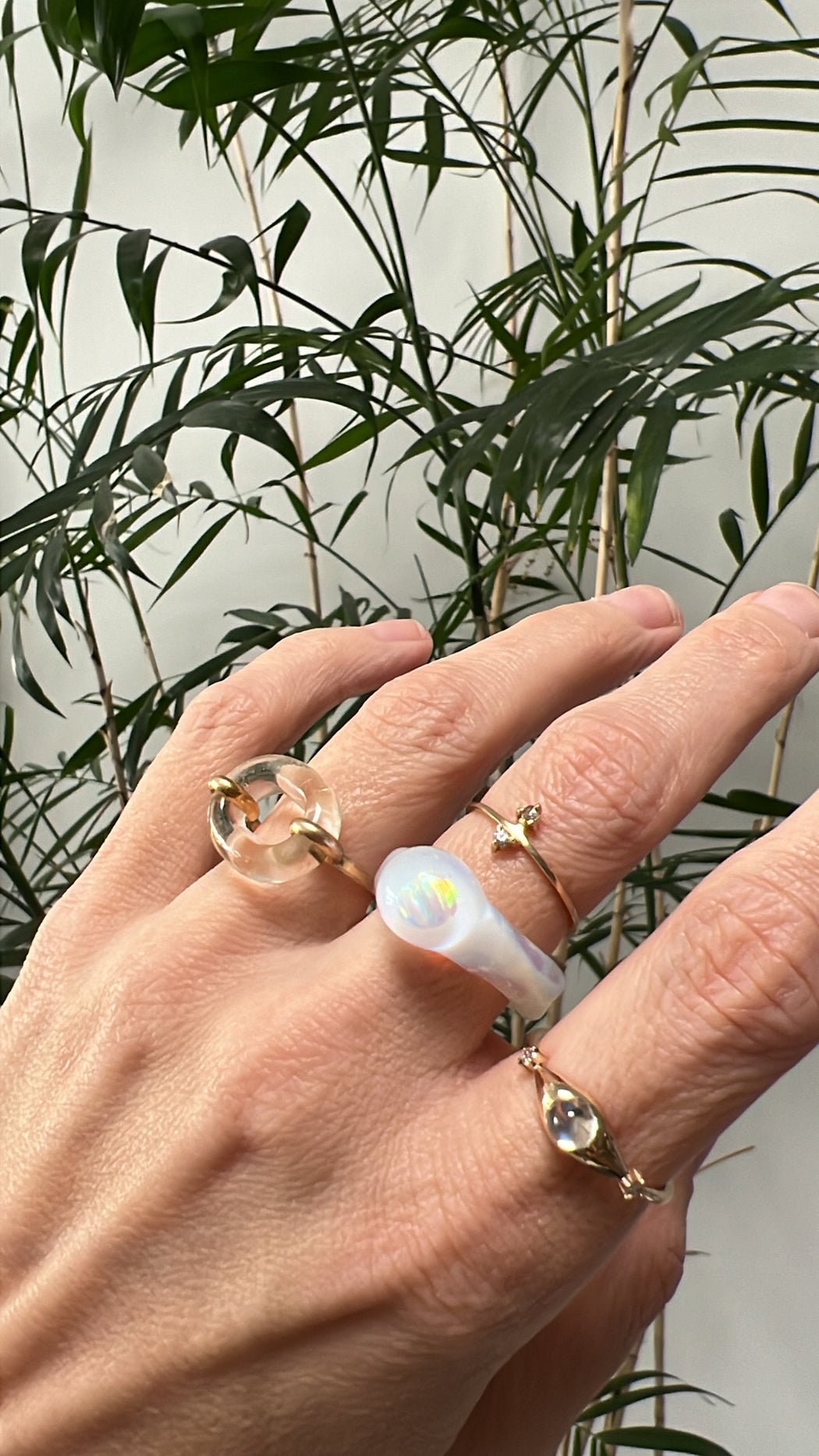 Opal & Glass Ring | Clear & White