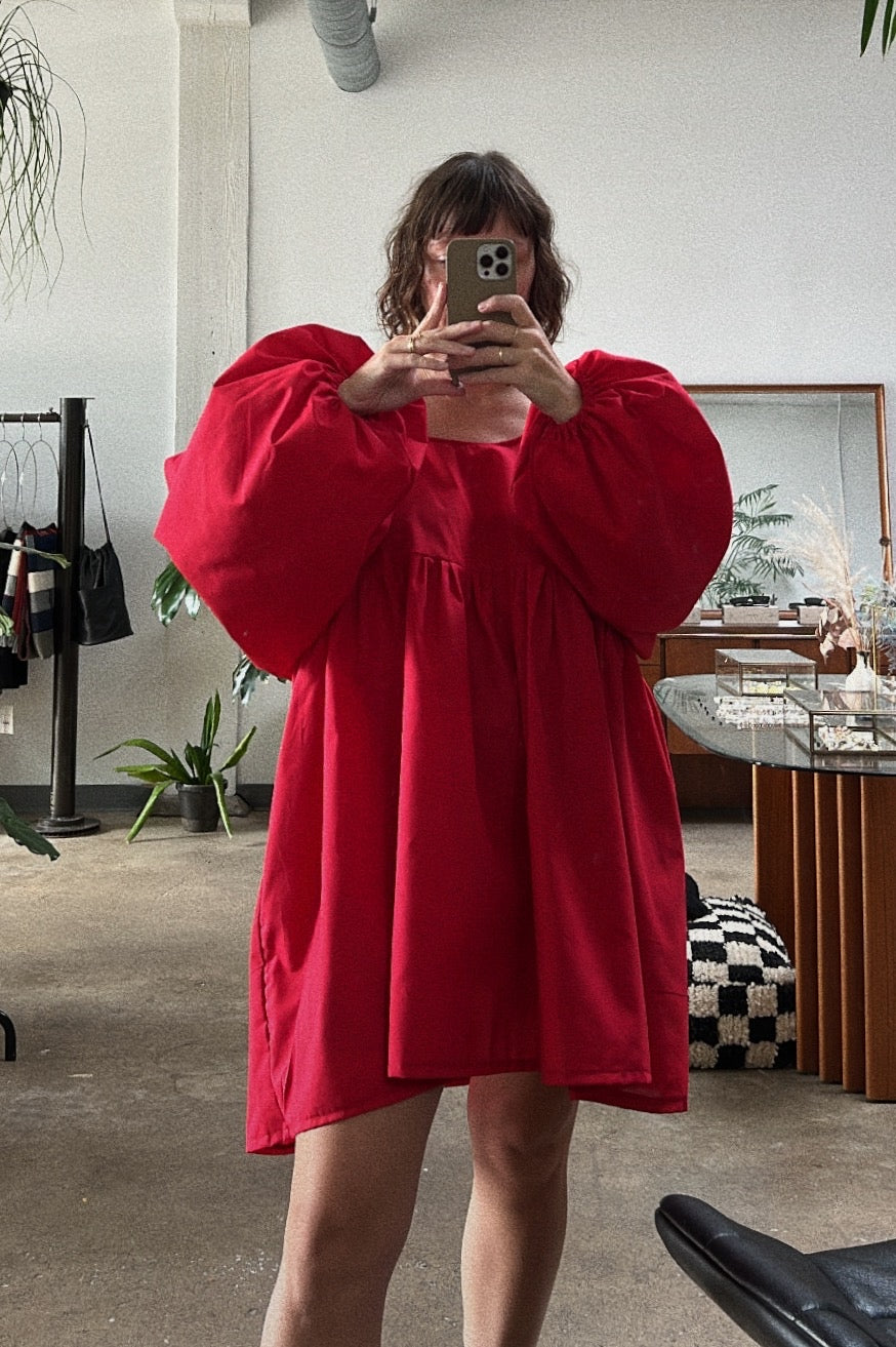 Flowing Mini Dress | Red