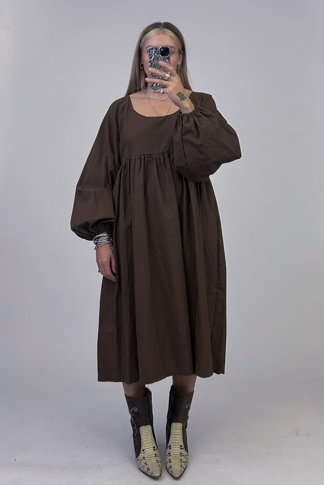 Flowing Midi Dress | Brown