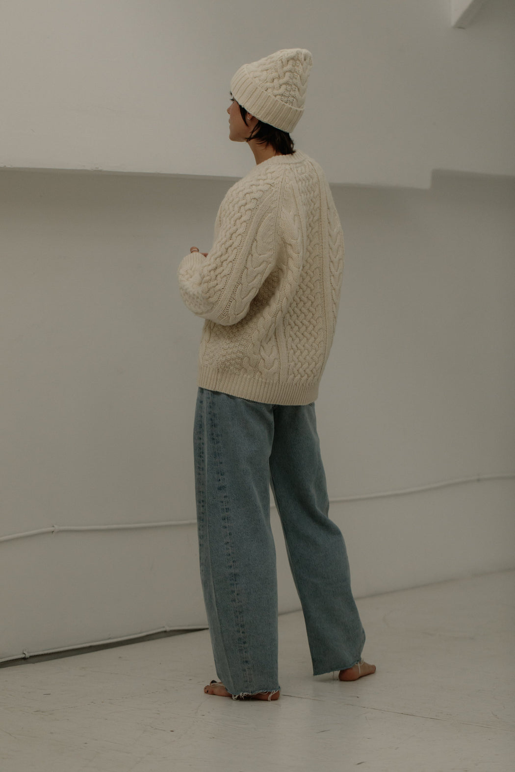 Bare Knitwear | Porteau Cable Crew | Ecru | Hazel & Rose | Minneapolis