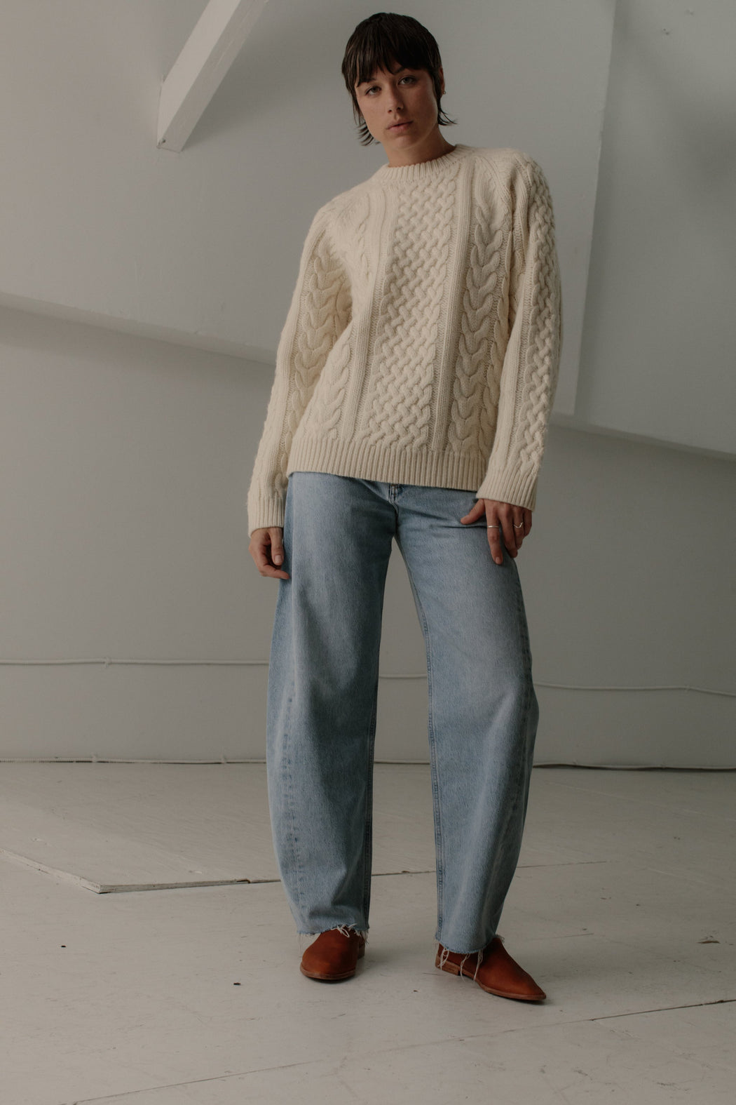 Bare Knitwear | Porteau Cable Crew | Ecru | Hazel & Rose | Minneapolis