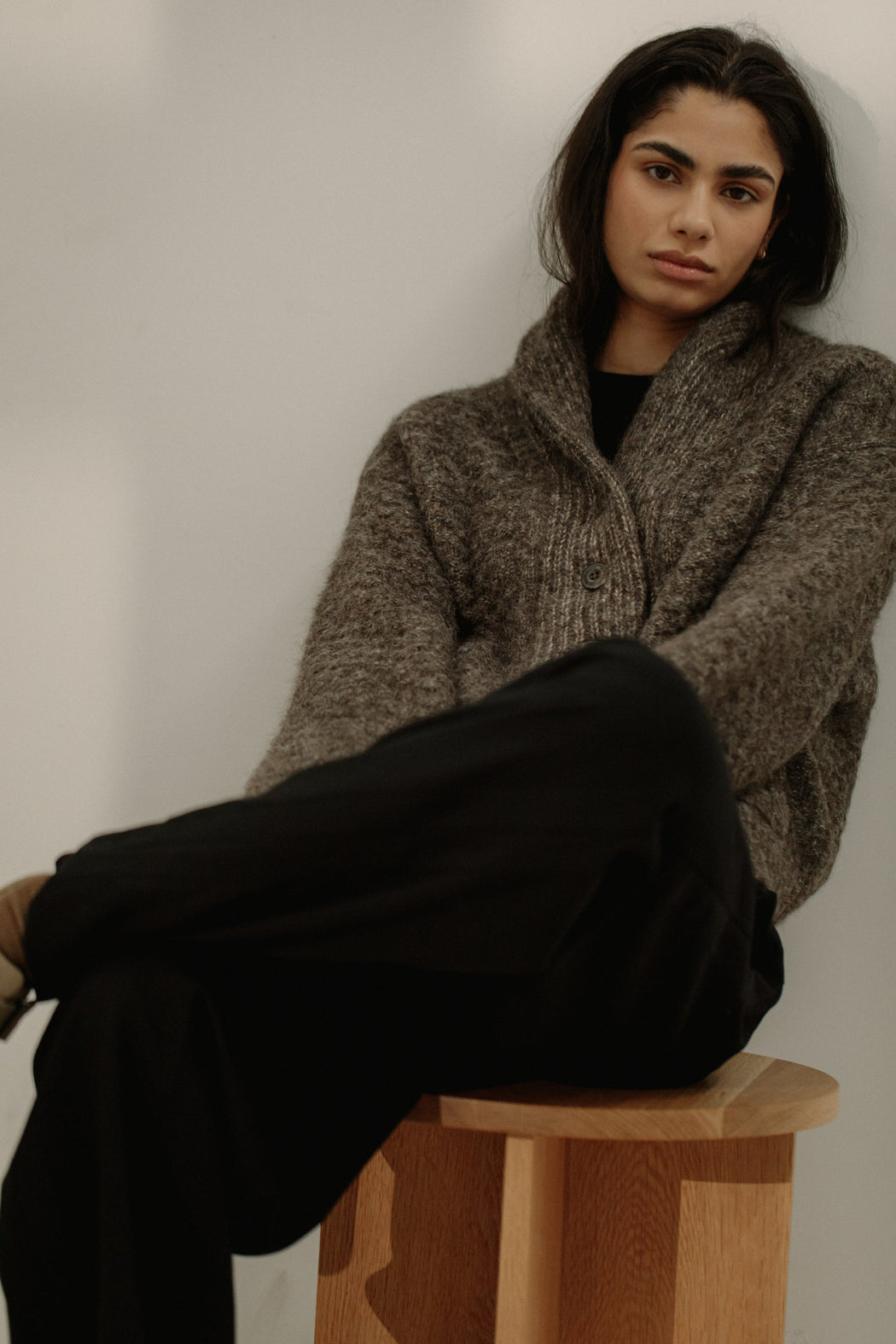 Bare Knitwear | Bowen Shawl Cardi | Earth | Hazel & Rose | Minneapolis