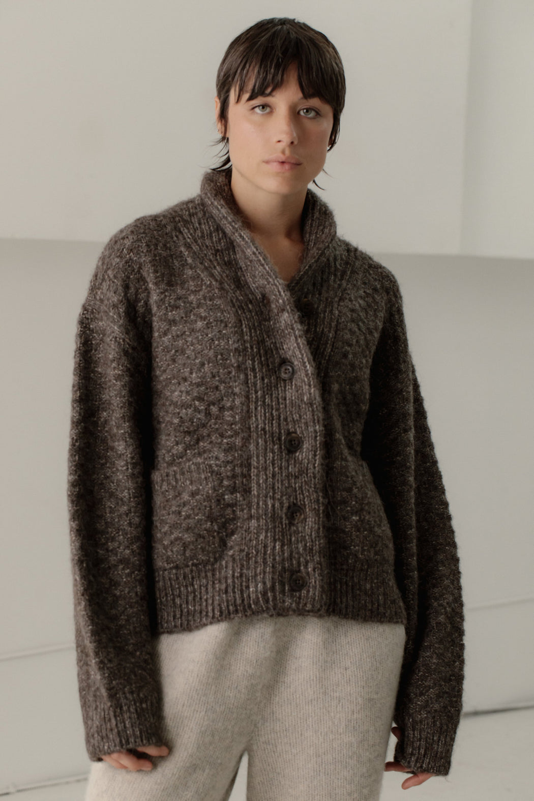 Bare Knitwear | Bowen Shawl Cardi | Earth | Hazel & Rose | Minneapolis