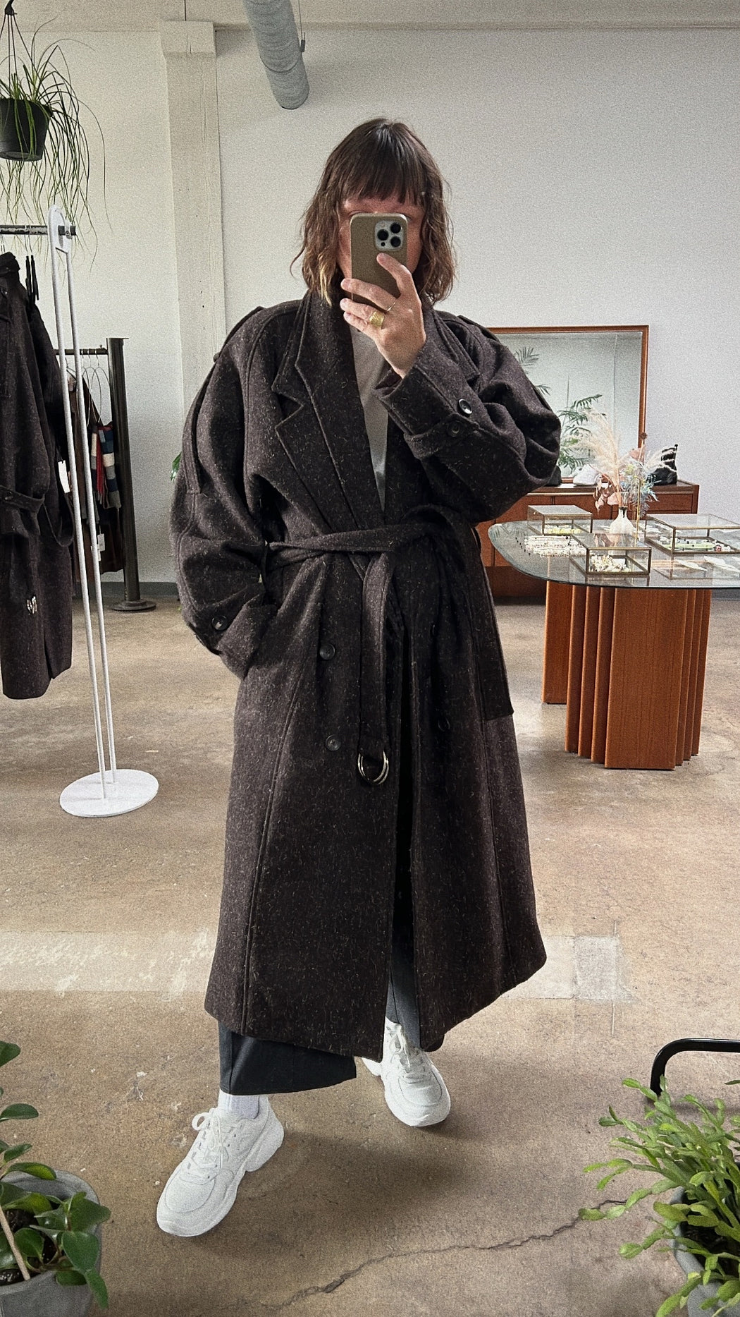 Double Collar Overcoat | Chocolate Wooly Melton