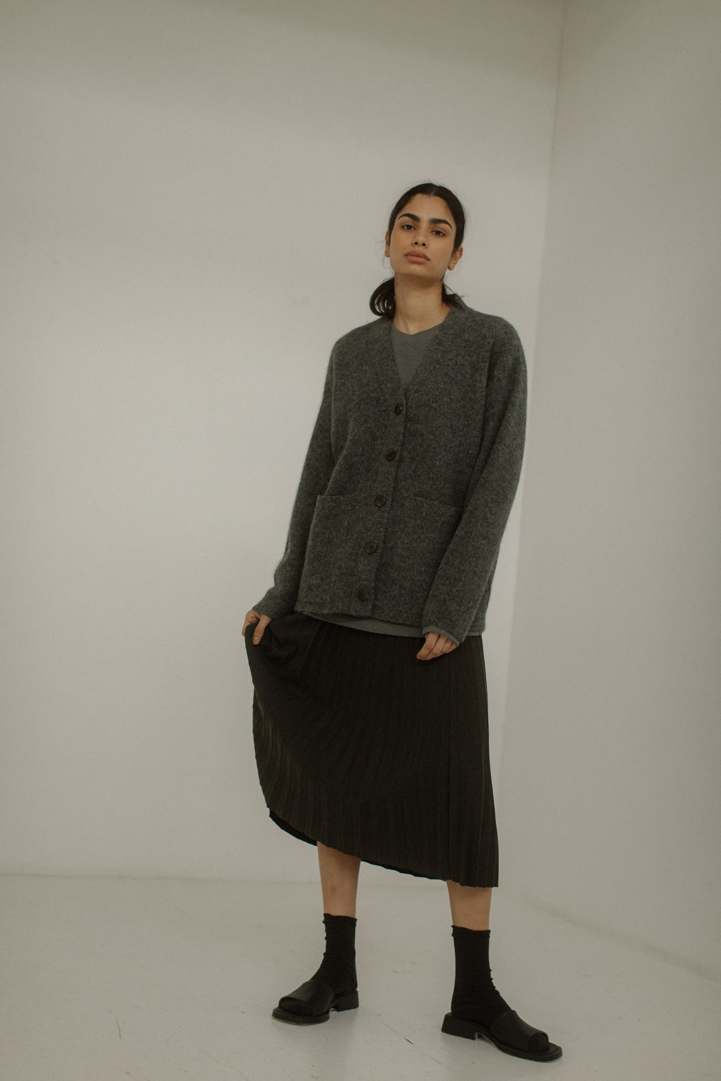 Bare Knitwear | Alpaca Harvest Cardigan | Ash | Hazel & Rose | Minneapolis
