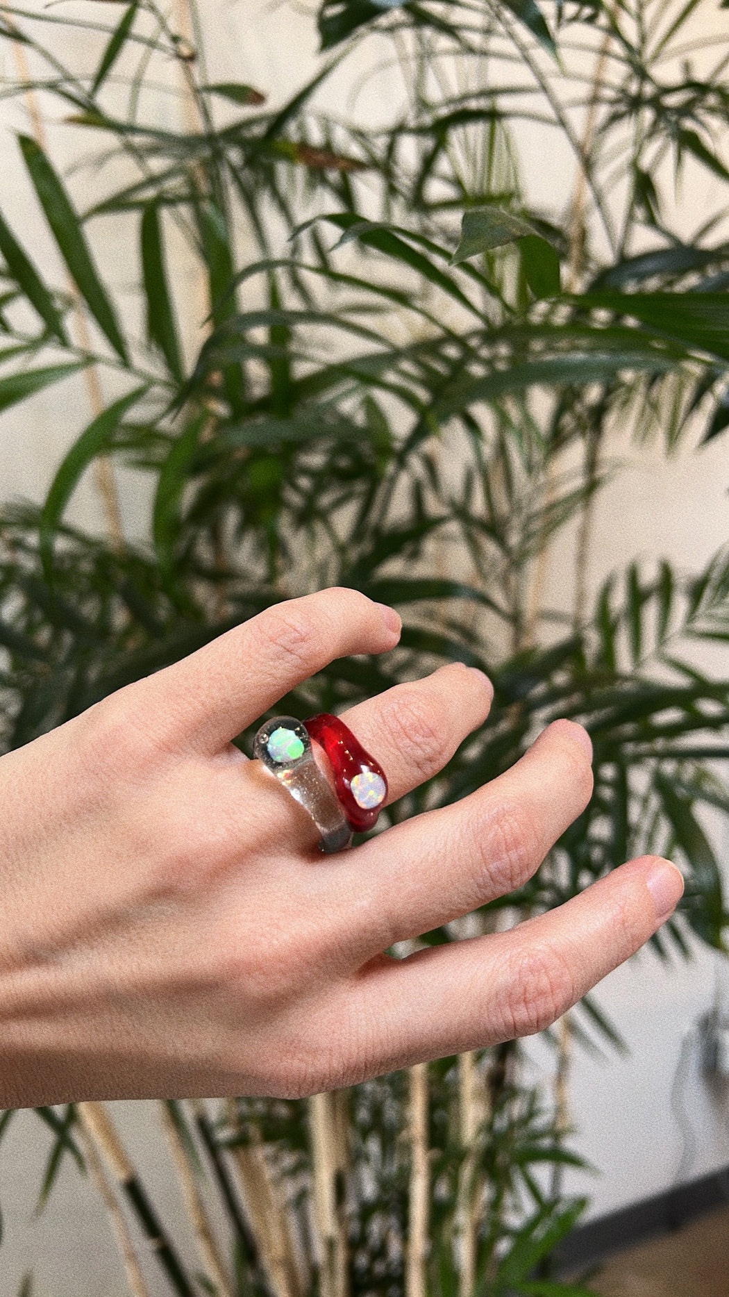 Opal & Glass Ring | Red