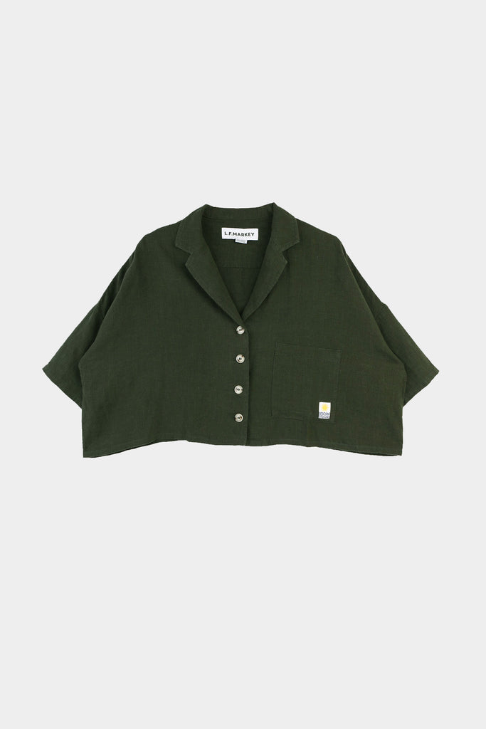 L. F. MARKEY | MAXIM LINEN SHIRT | DARK FOREST | HAZEL & ROSE