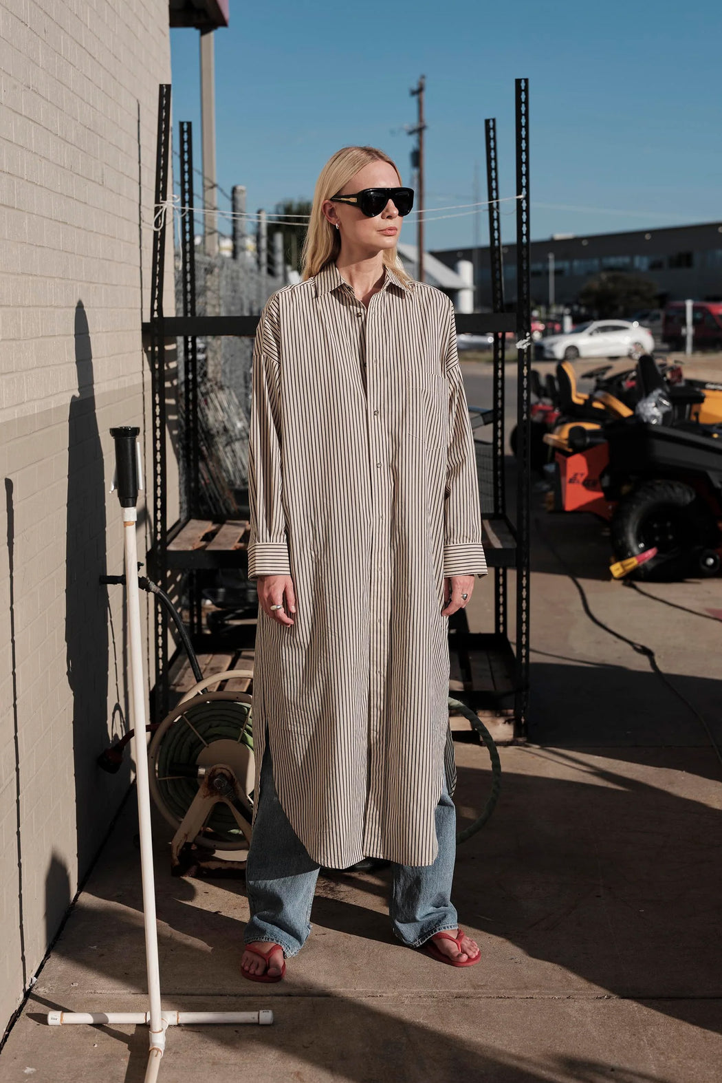 MAMENE | Phoebe Shirt Dress | Khaki Stripe | Plus Size | Minneapolis | Minnesota