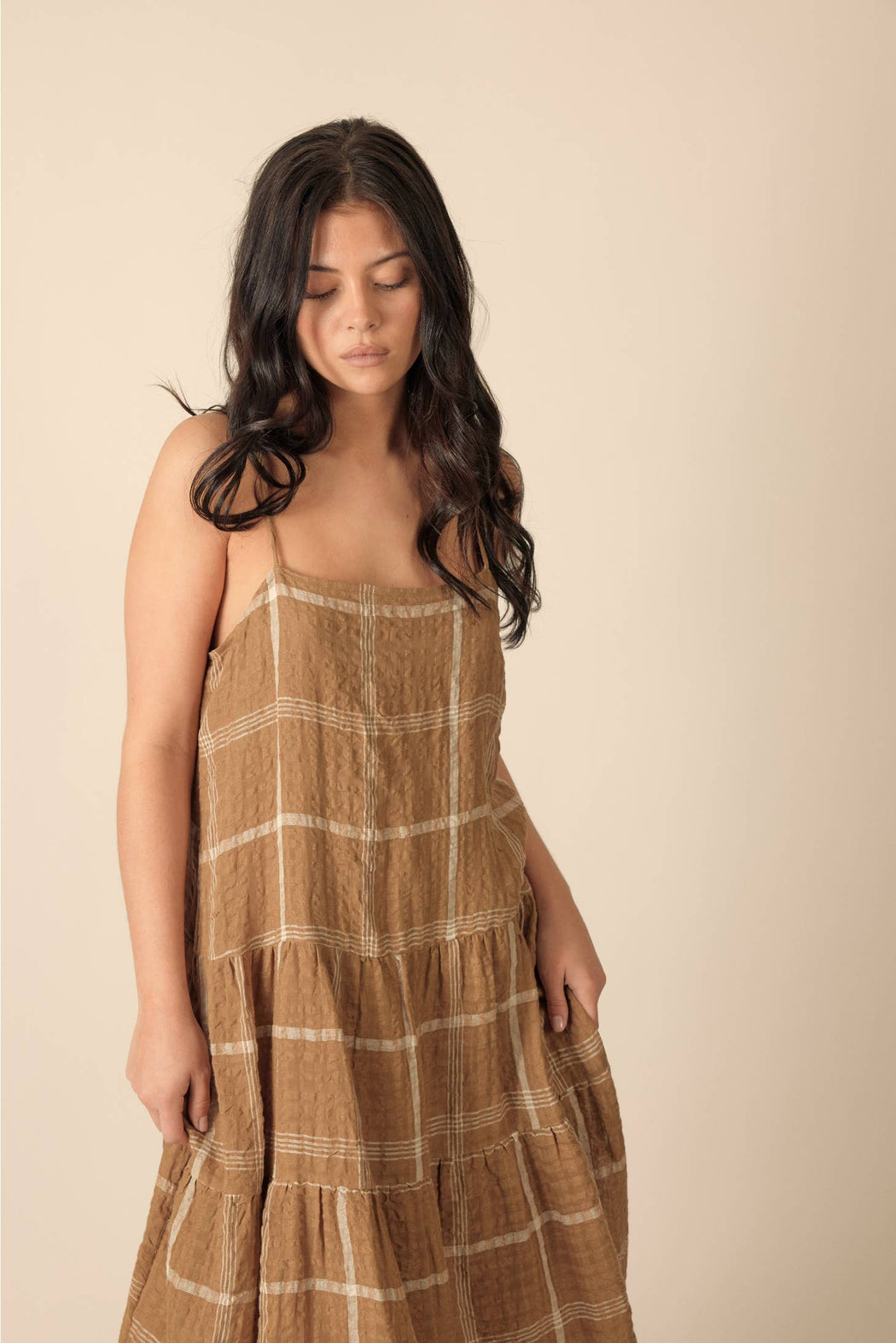 Plaid Tiered Dress | Mocha