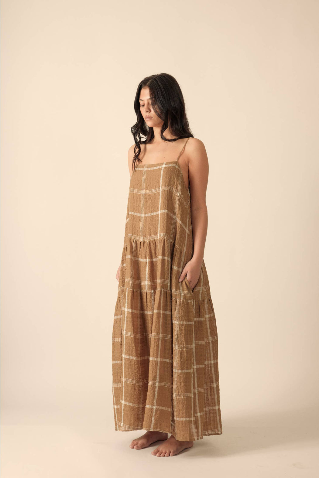 Plaid Tiered Dress | Mocha