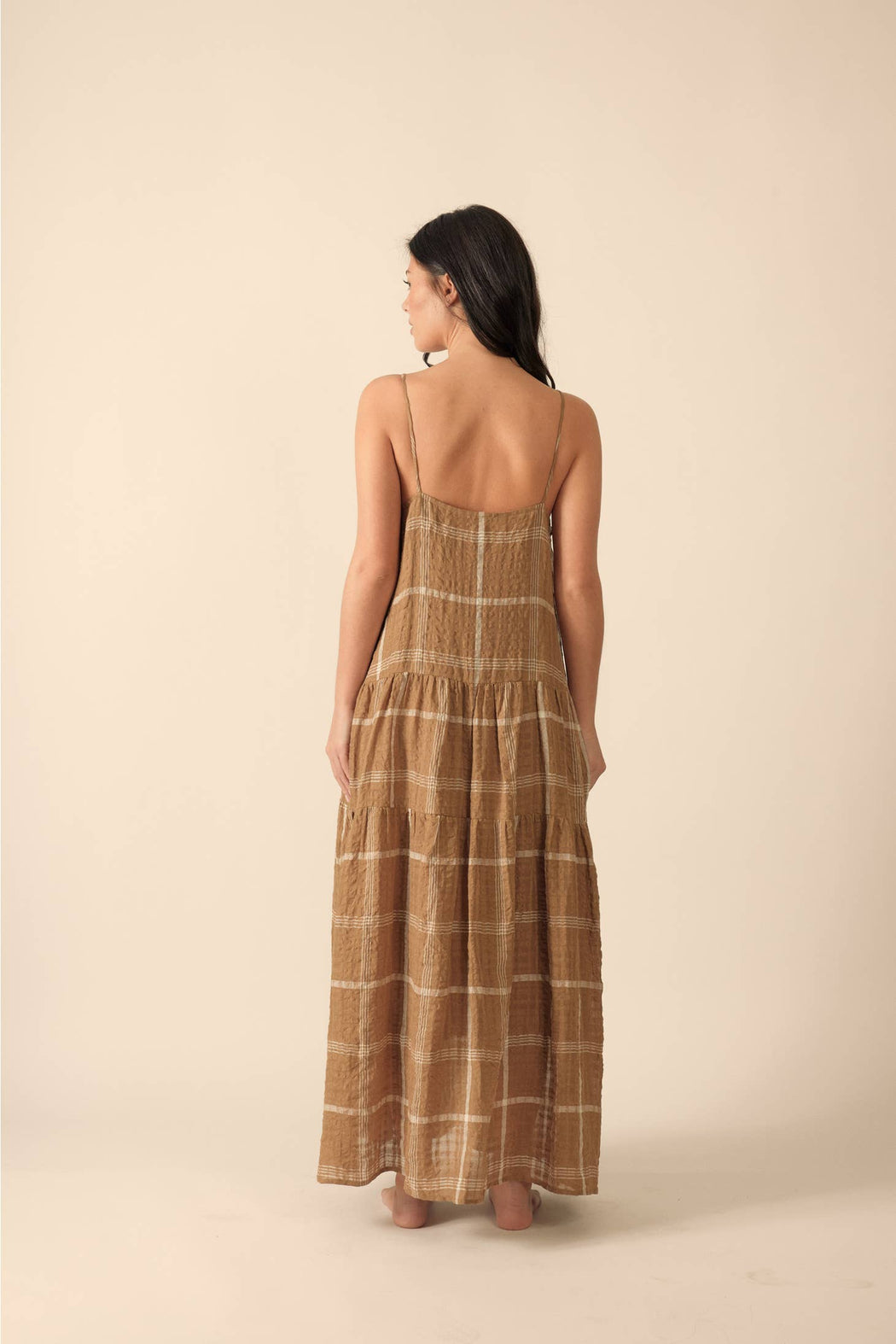 Plaid Tiered Dress | Mocha