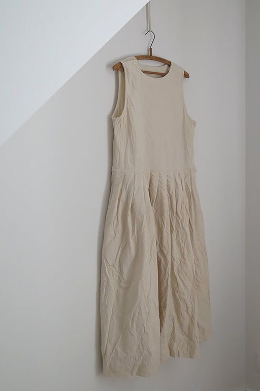 LIGHT CANVAS LOOSE SLEEVELESS DRESS