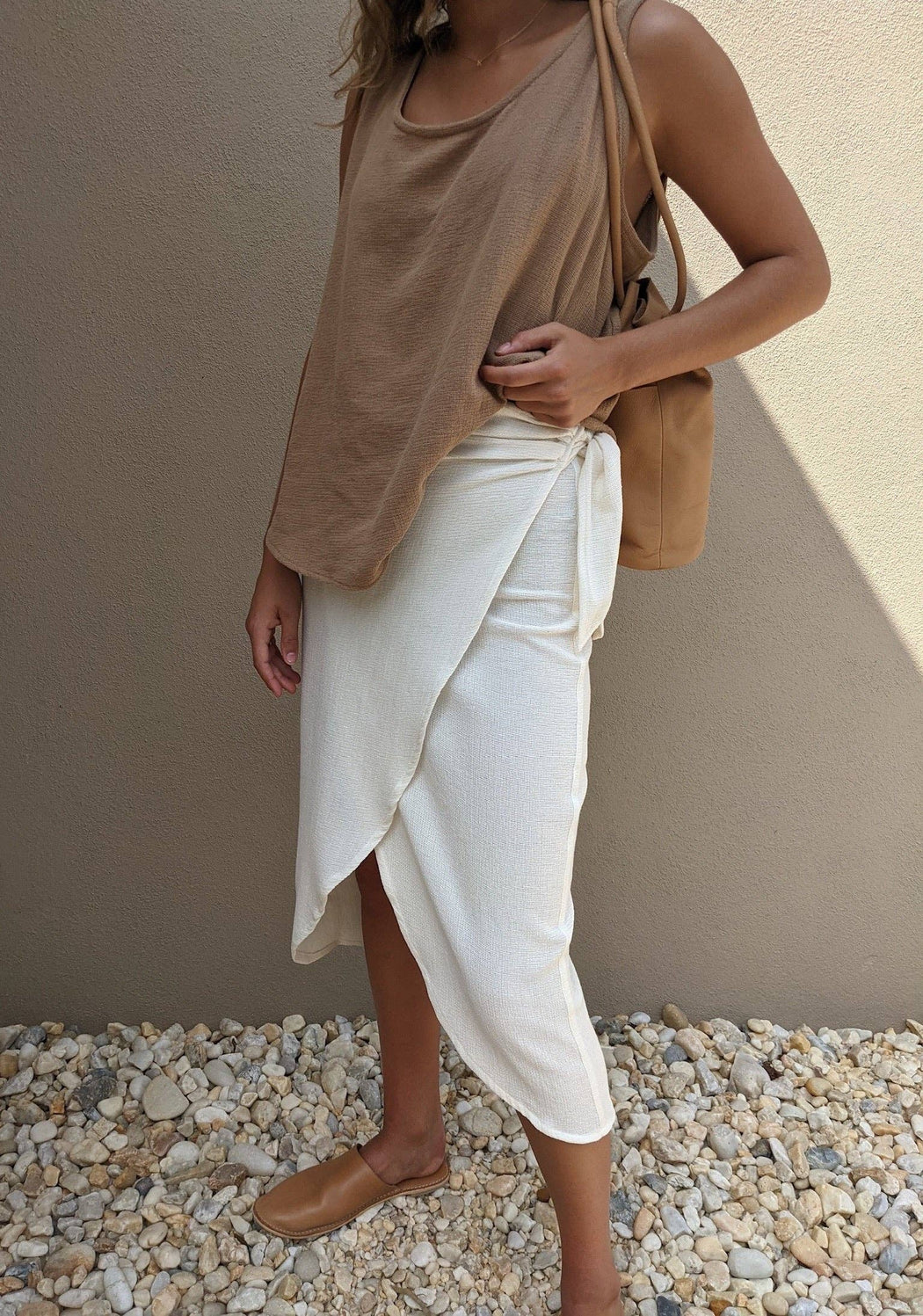 Bobbie Waffled Cotton Wrap Skirt | Natural