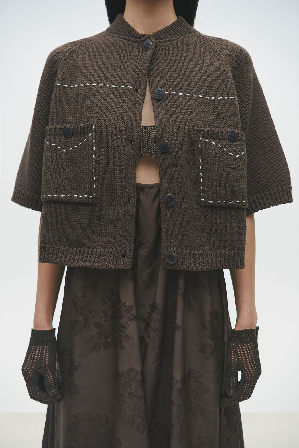 Cordera | COTTON STITCHED TOP | BROWN | Hazel & Rose | Minneapolis