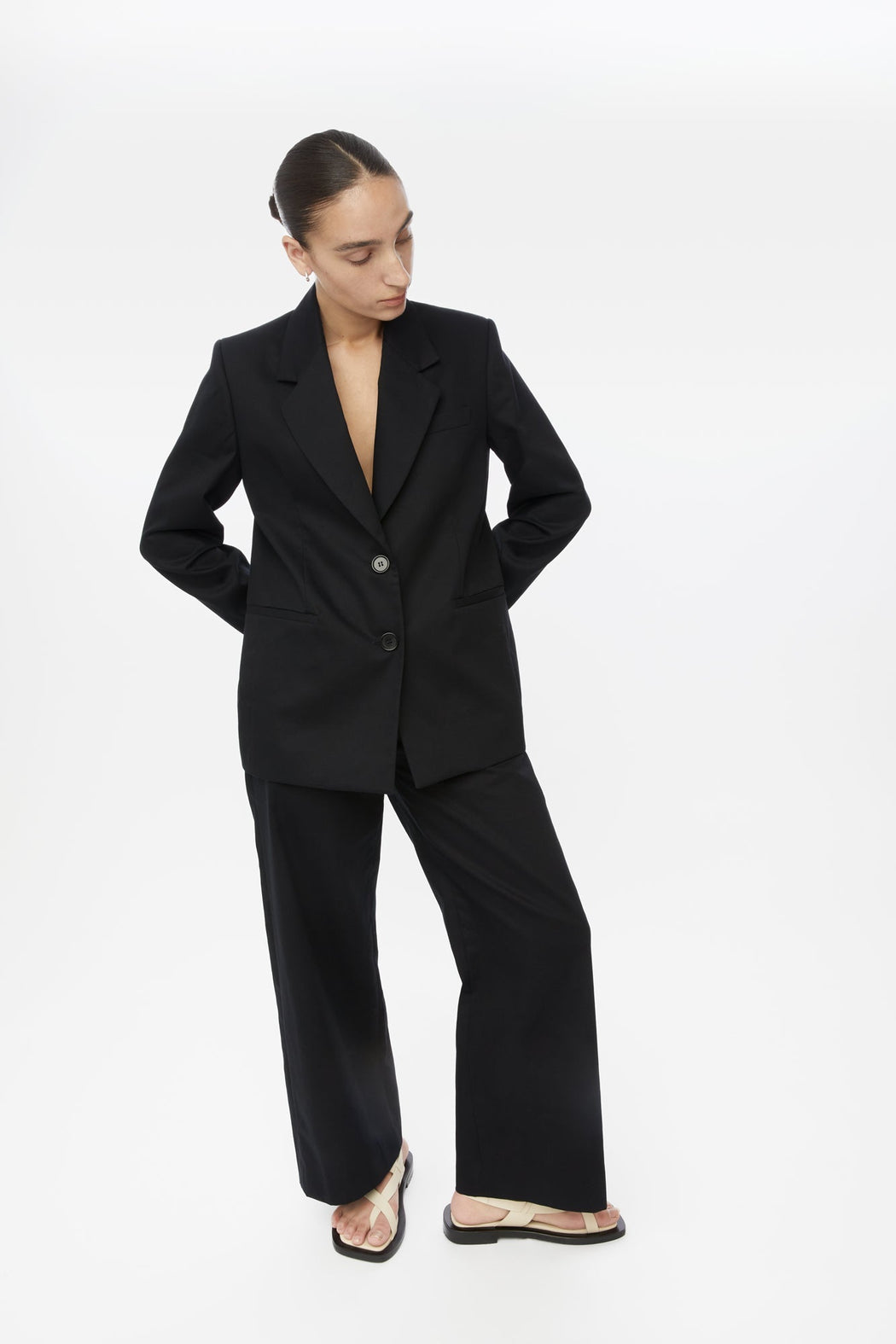 COTTON TWILL BLAZER | Black