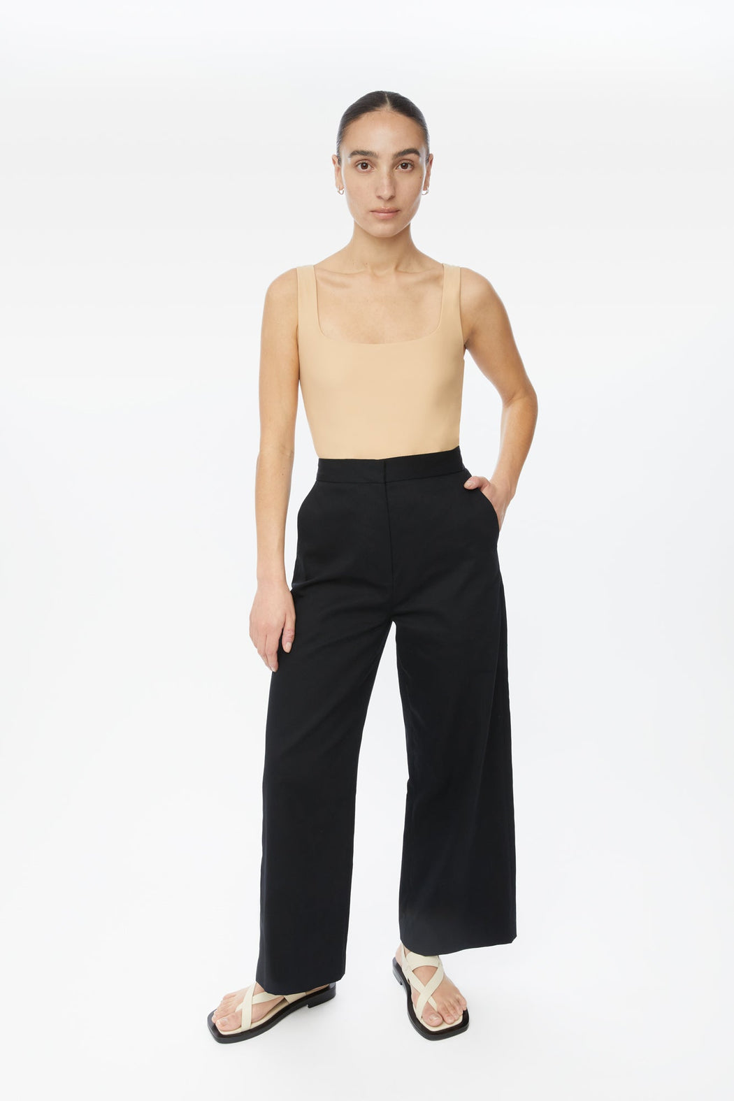 COTTON TWILL PANTS | black