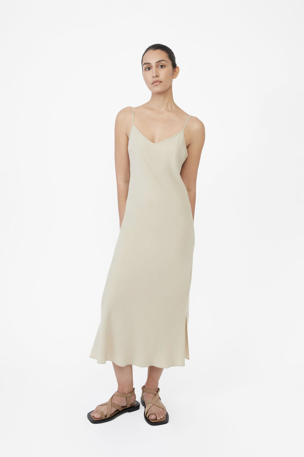 CUPRO BIAS SLIP DRESS | SAND