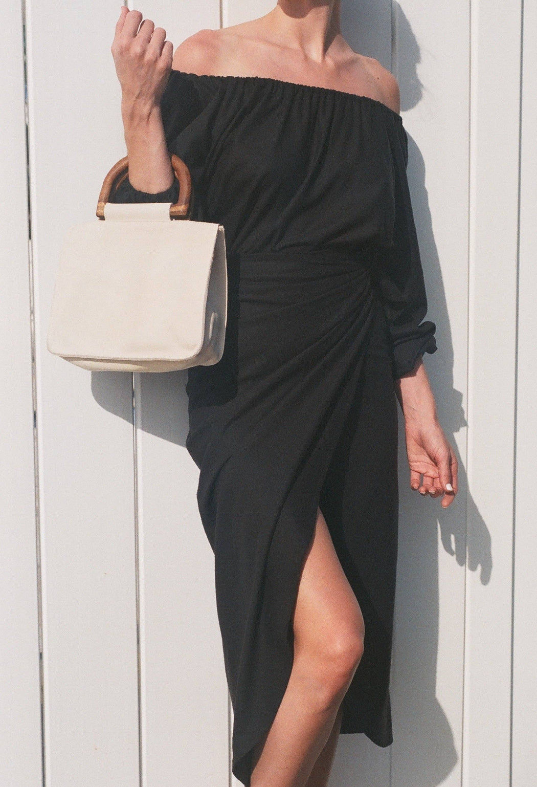 Bobbie Raw Silk Wrap Skirt | Black