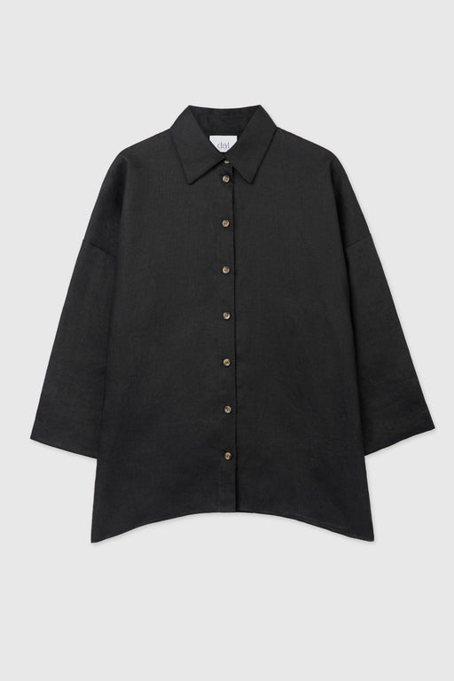 LINEN OVERSIZED SHIRT | Black