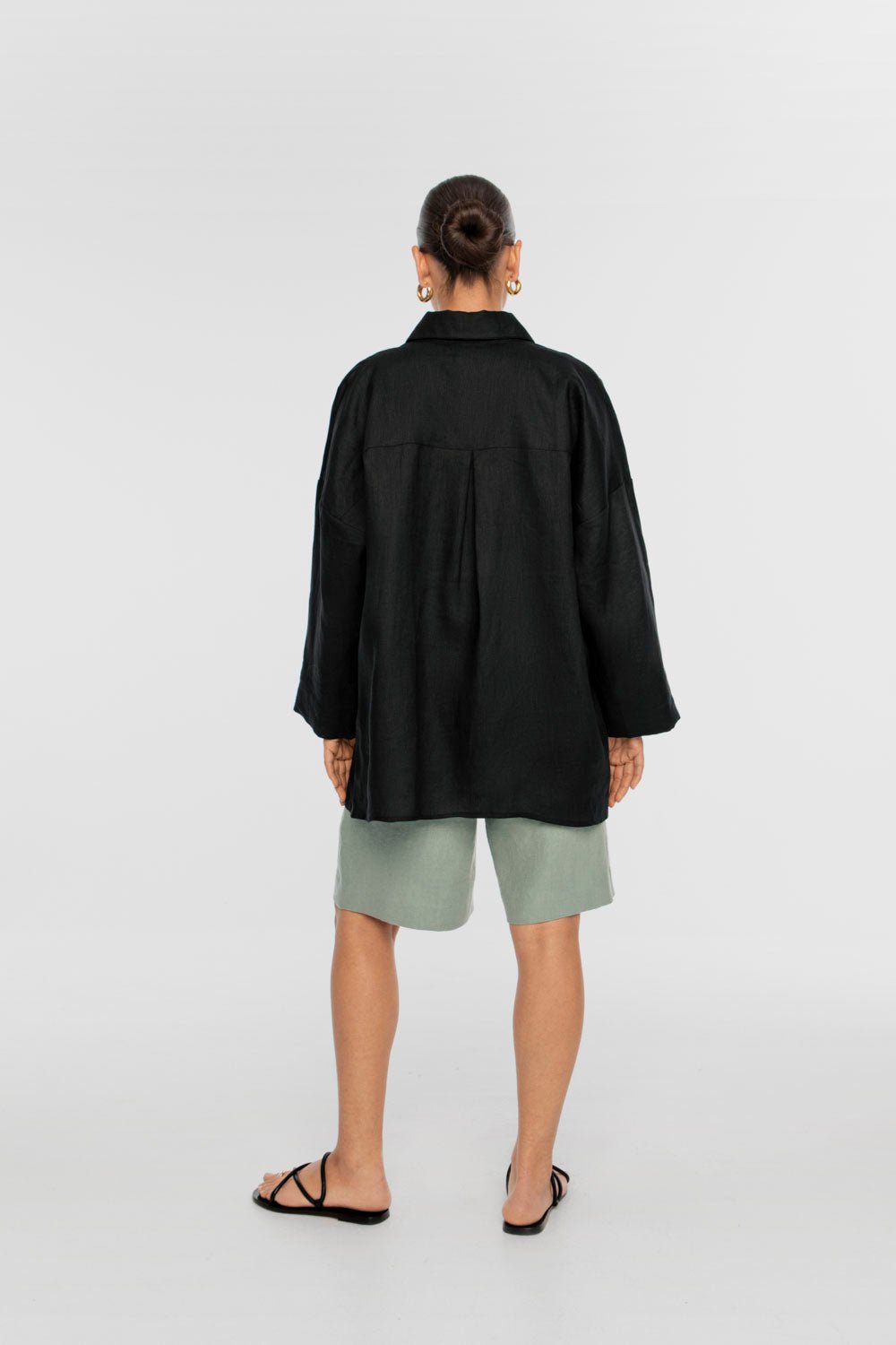 LINEN OVERSIZED SHIRT | Black