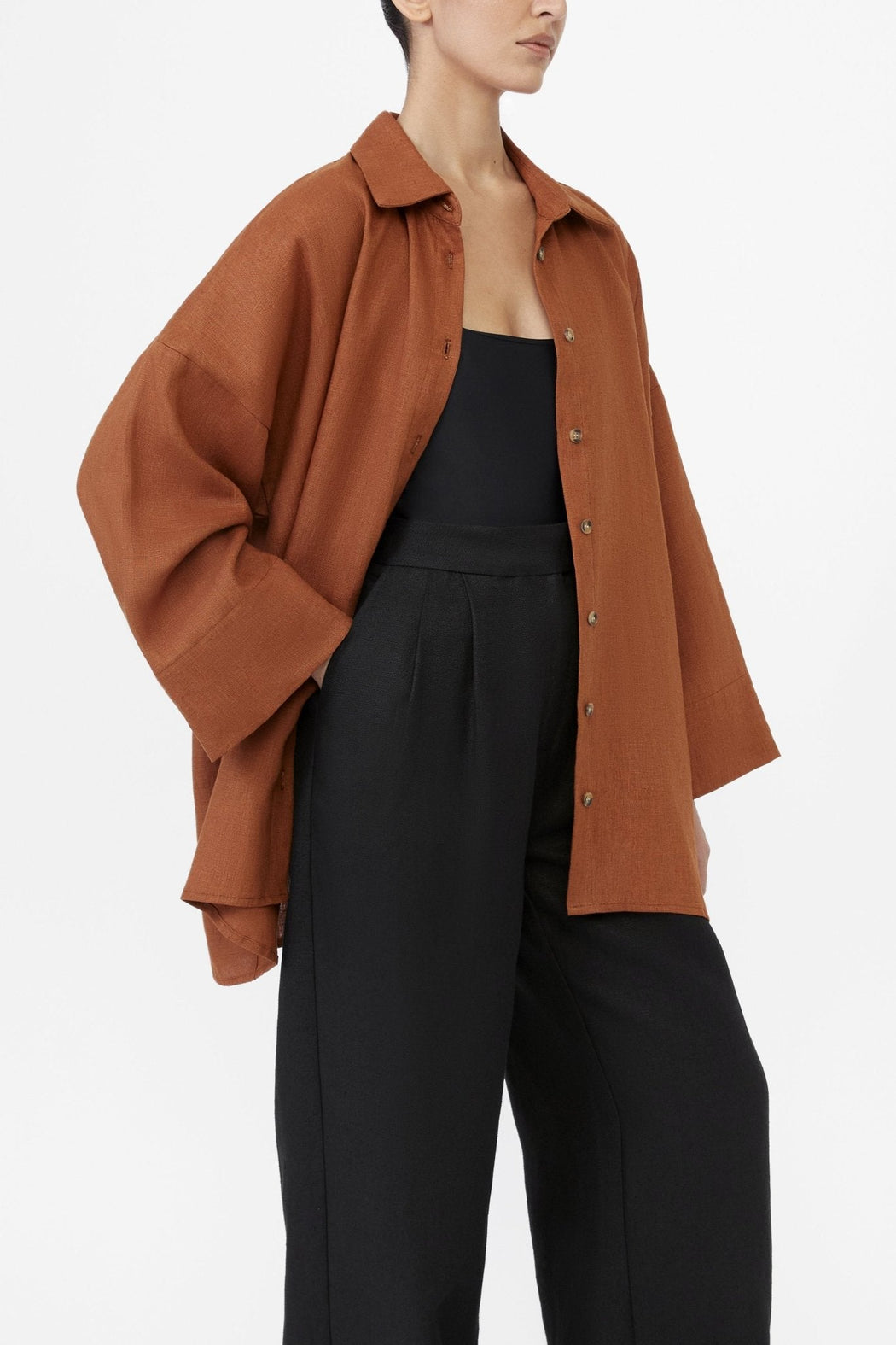 Dāl | LINEN OVERSIZED SHIRT | TERRACOTTA | Hazel & Rose | Minneapolis