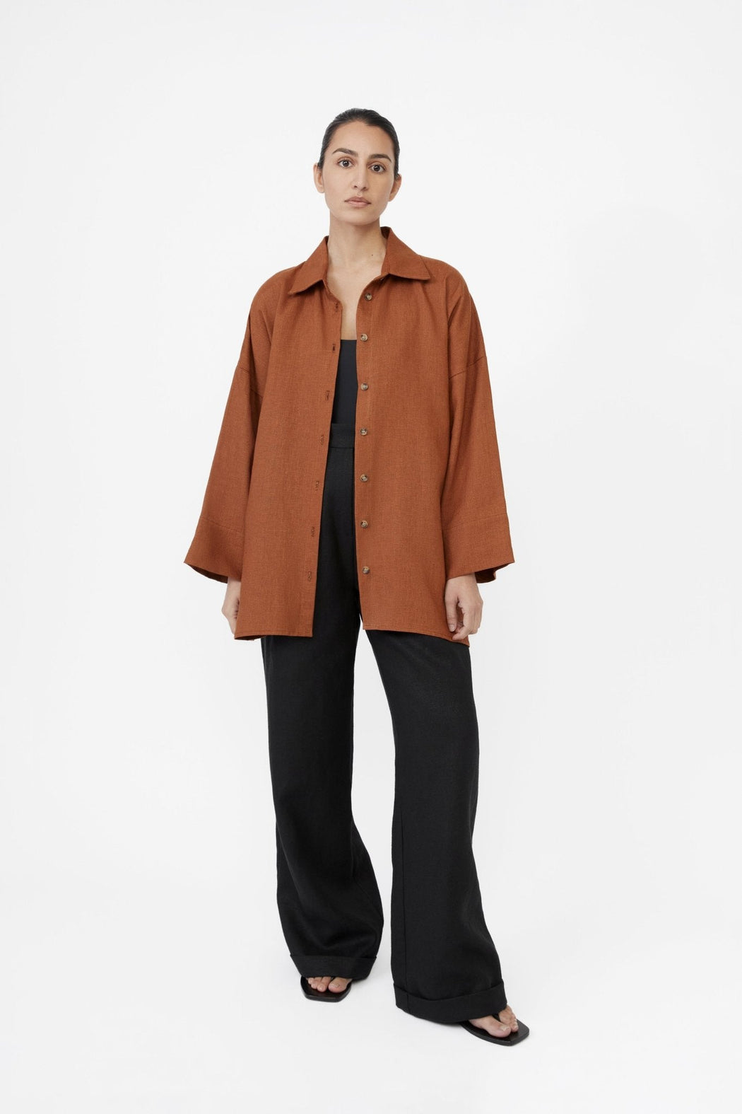 Dāl | LINEN OVERSIZED SHIRT | TERRACOTTA | Hazel & Rose | Minneapolis