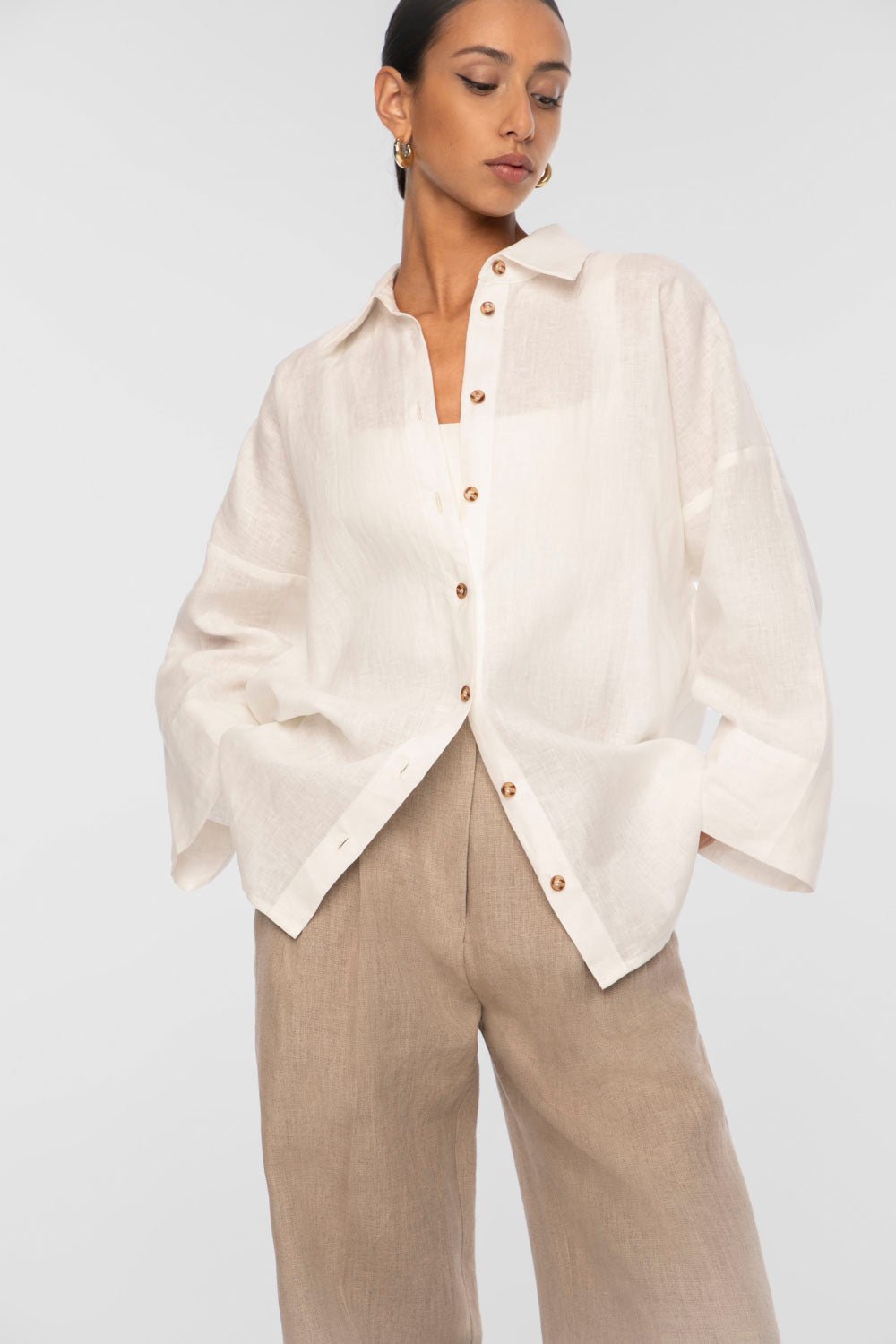 LINEN OVERSIZED SHIRT | WHITE