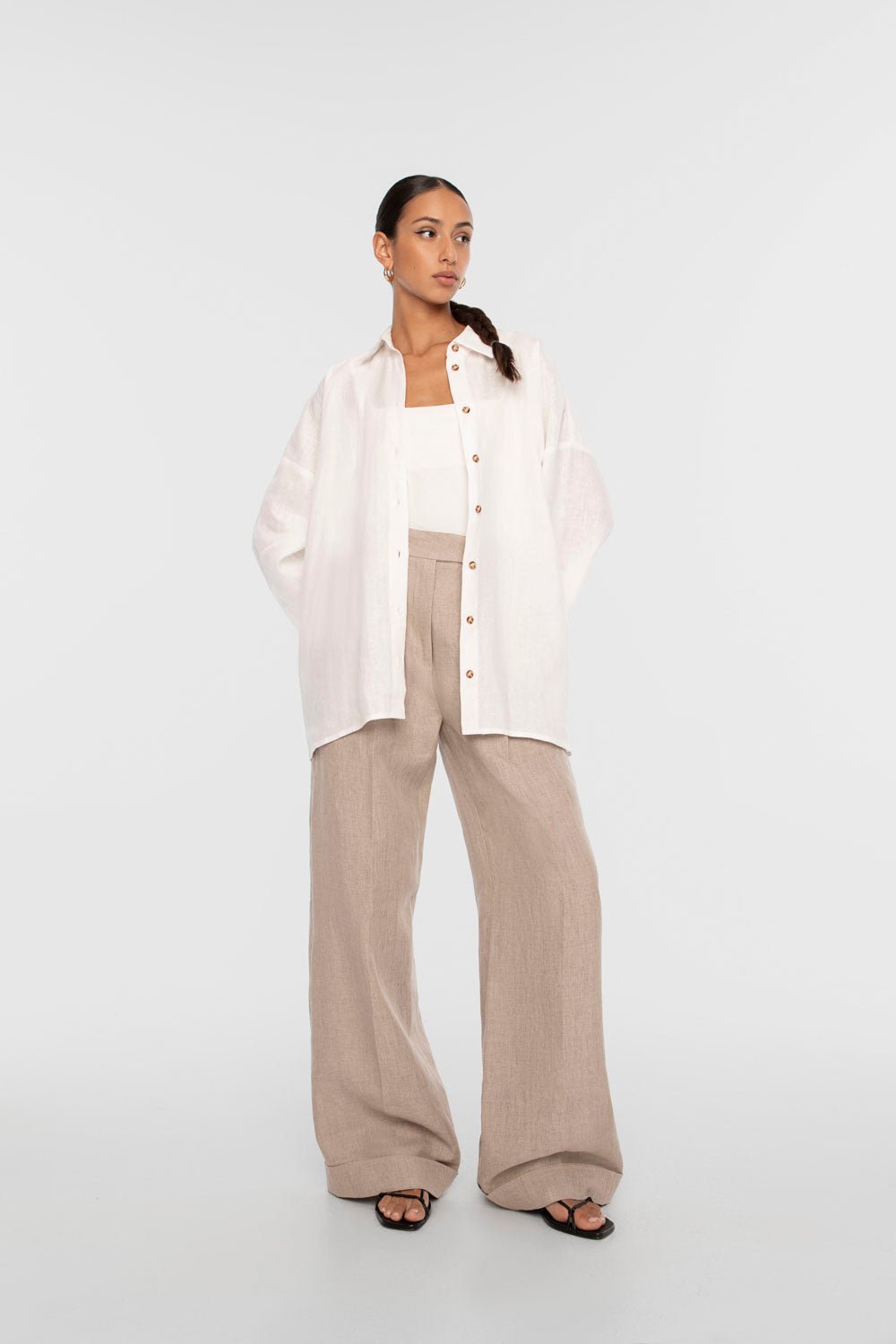 LINEN OVERSIZED SHIRT | WHITE