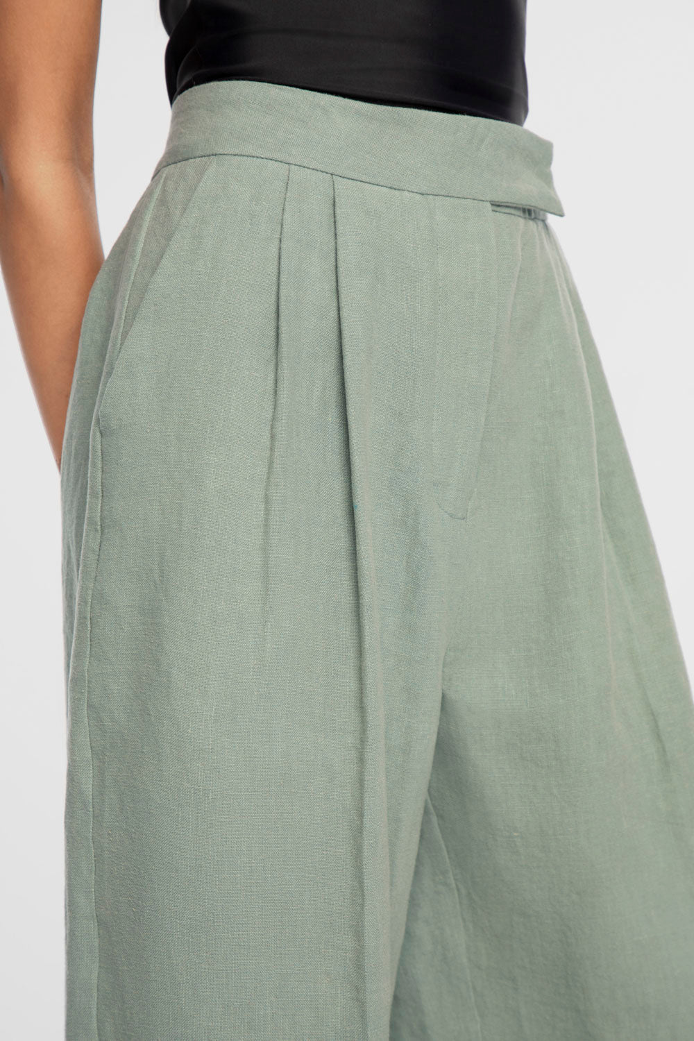 LINEN WIDE LEG PANTS | MIST