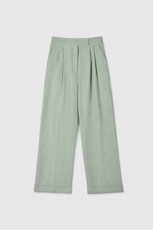 LINEN WIDE LEG PANTS | MIST