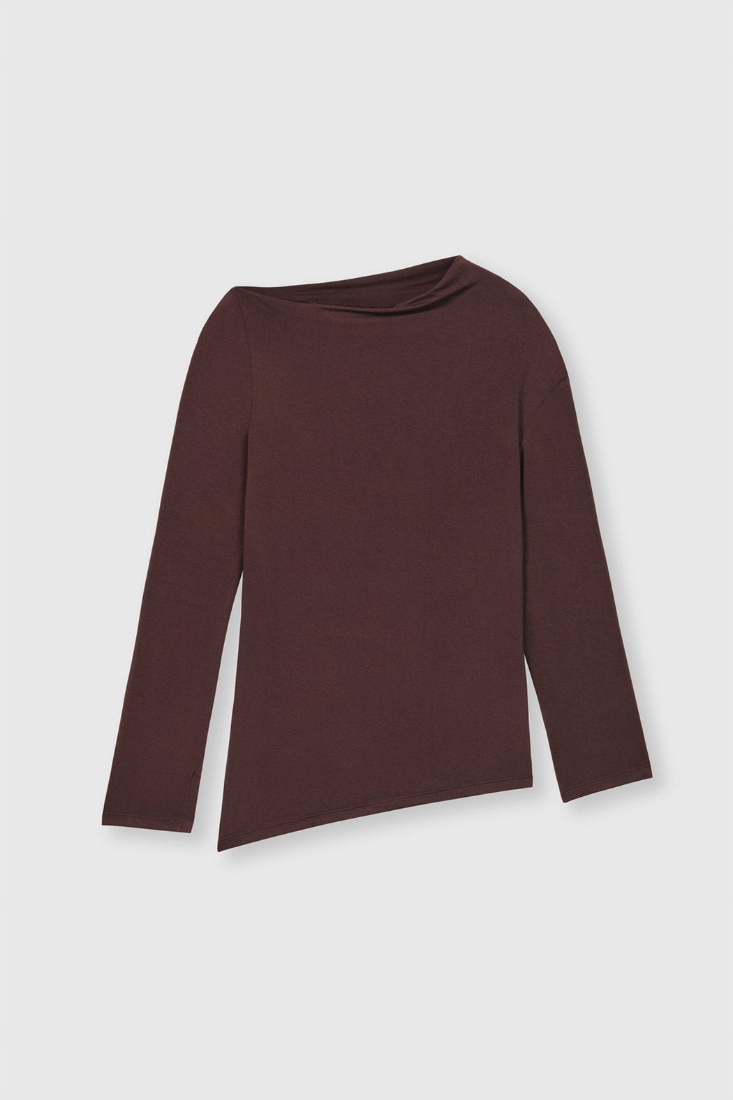 MODAL ASYMMETRIC KNIT TOP | Chocolate