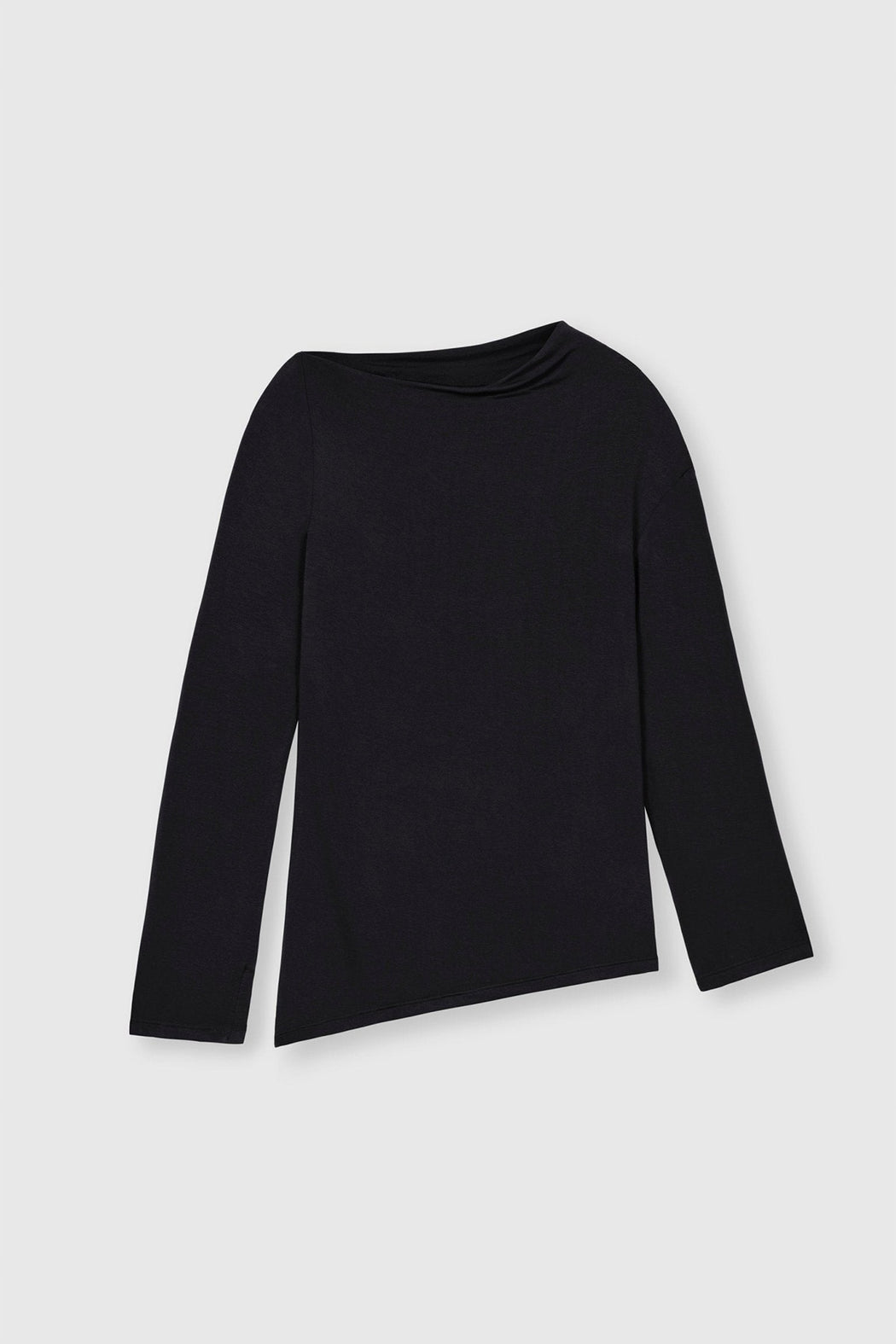 MODAL ASYMMETRIC KNIT TOP | BLACK