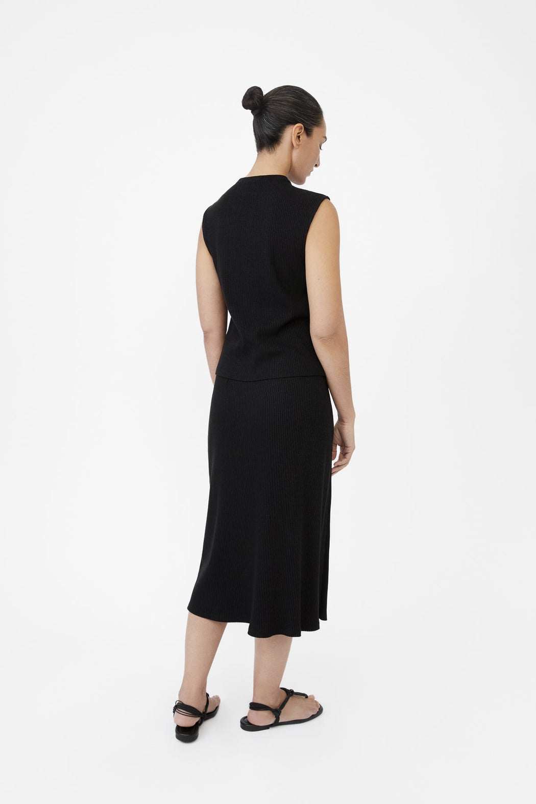 MODAL RIB KNIT WRAP SKIRT | BLACK